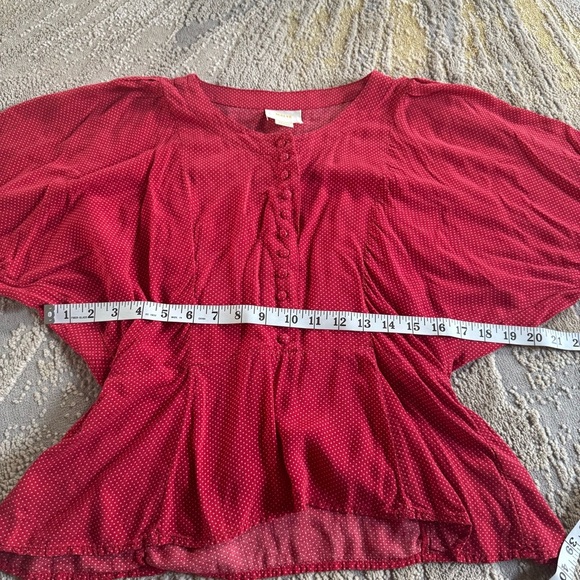 Maeve Anthropologie Chatham Blouse Polka Dot Top Red white buttons XS - Picture 8 of 12